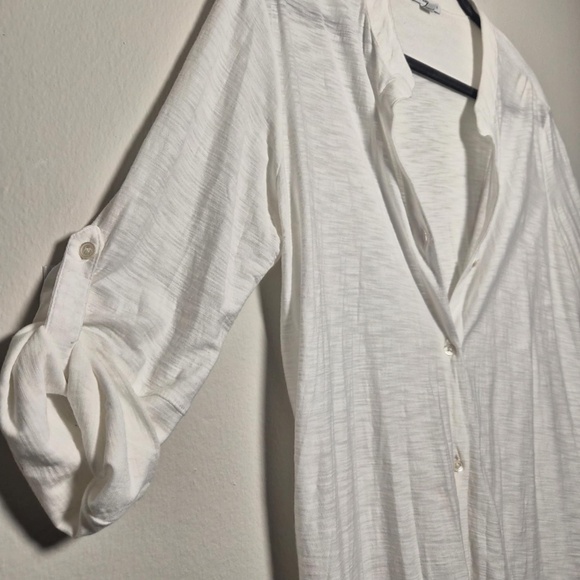 James Perse Womens Cotton Modal Blend Eggshell White Costal Chic Gauze Blouse L - Picture 5 of 10